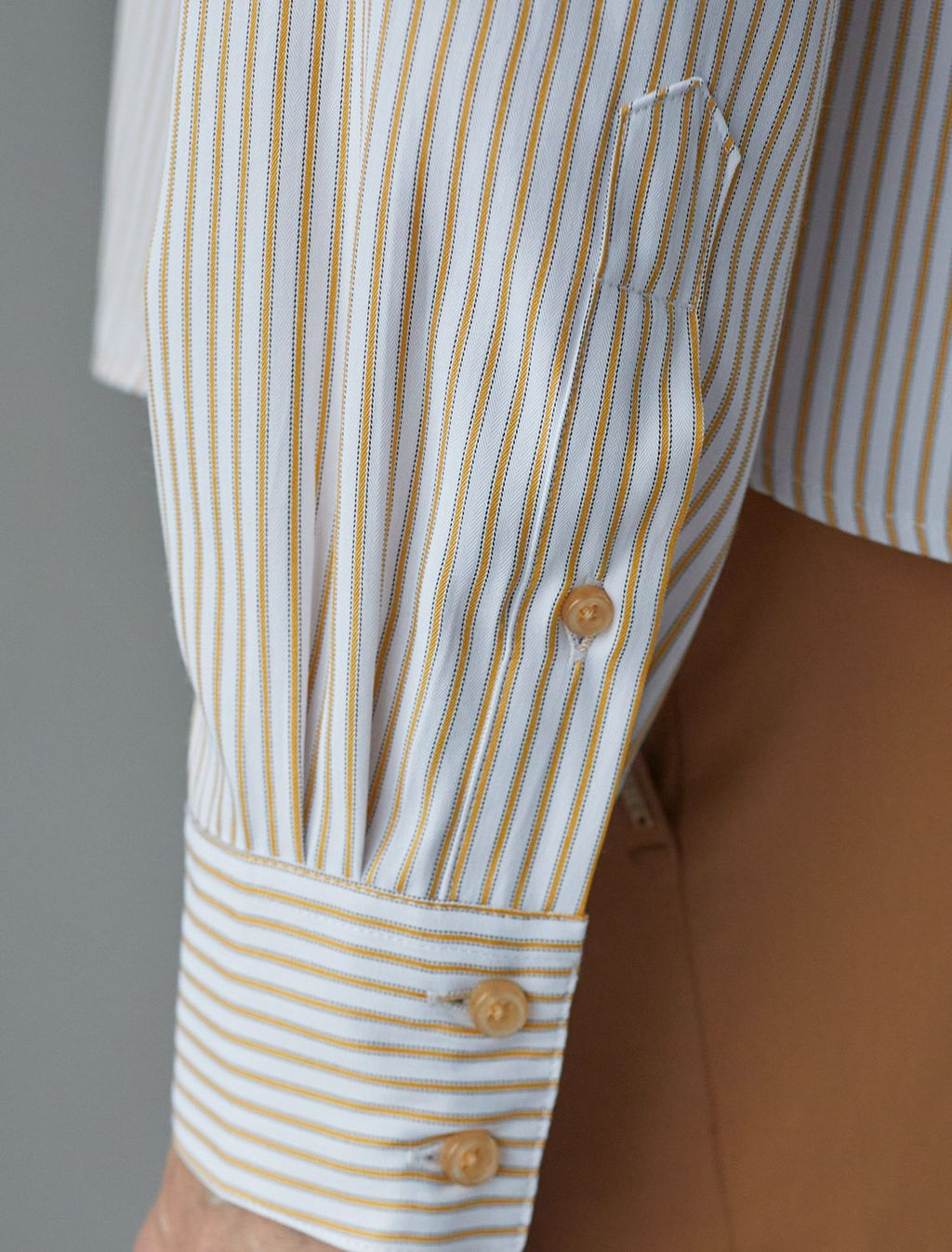 Укороченная блузка в полоску из эластичного хлопка - Vilatte фото 4