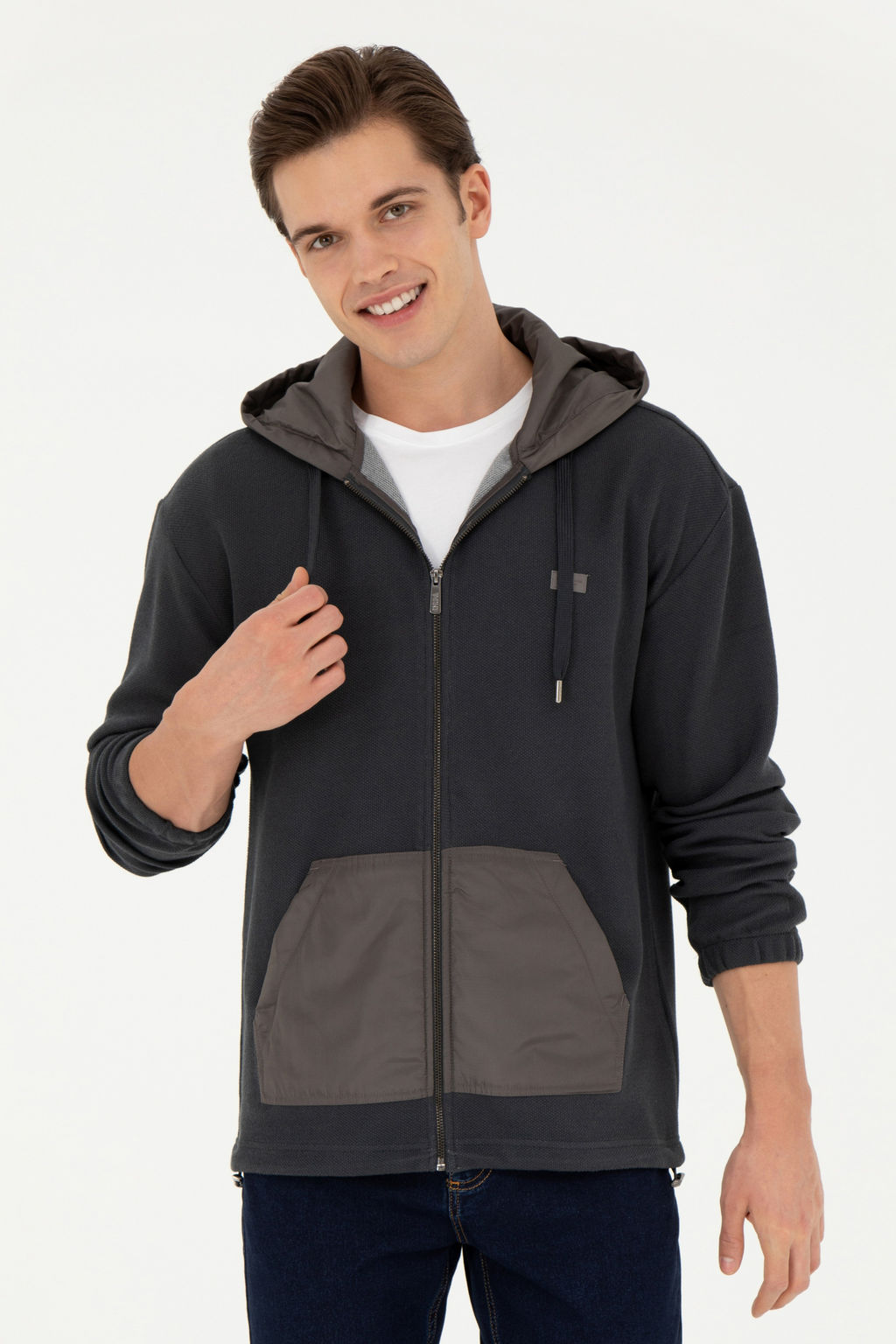 Мужской вязаный кардиган антрацитового цвета - U.s. polo assn фото 15
