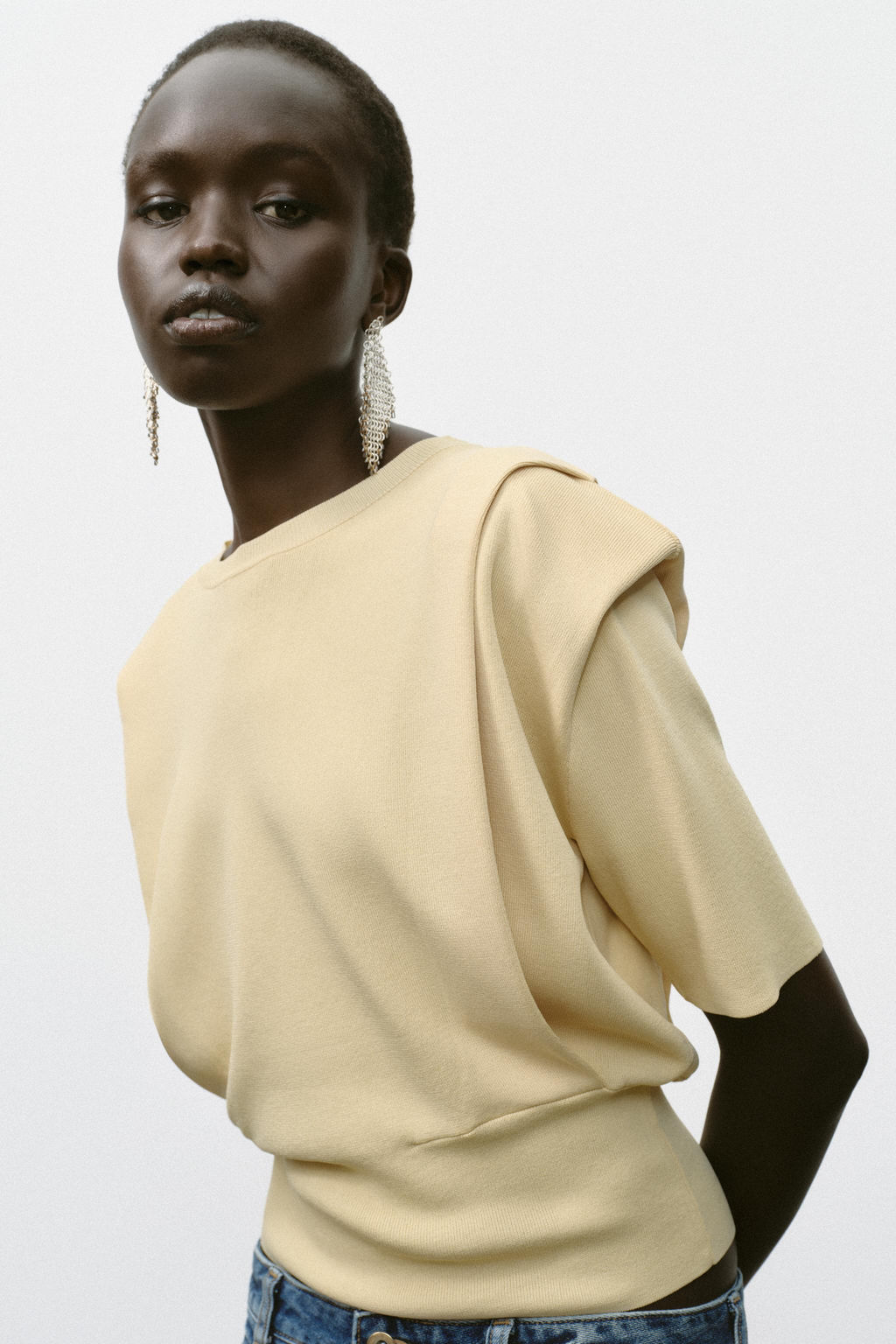 KNIT TOP WITH SHOULDER PADS - Zara фото 2