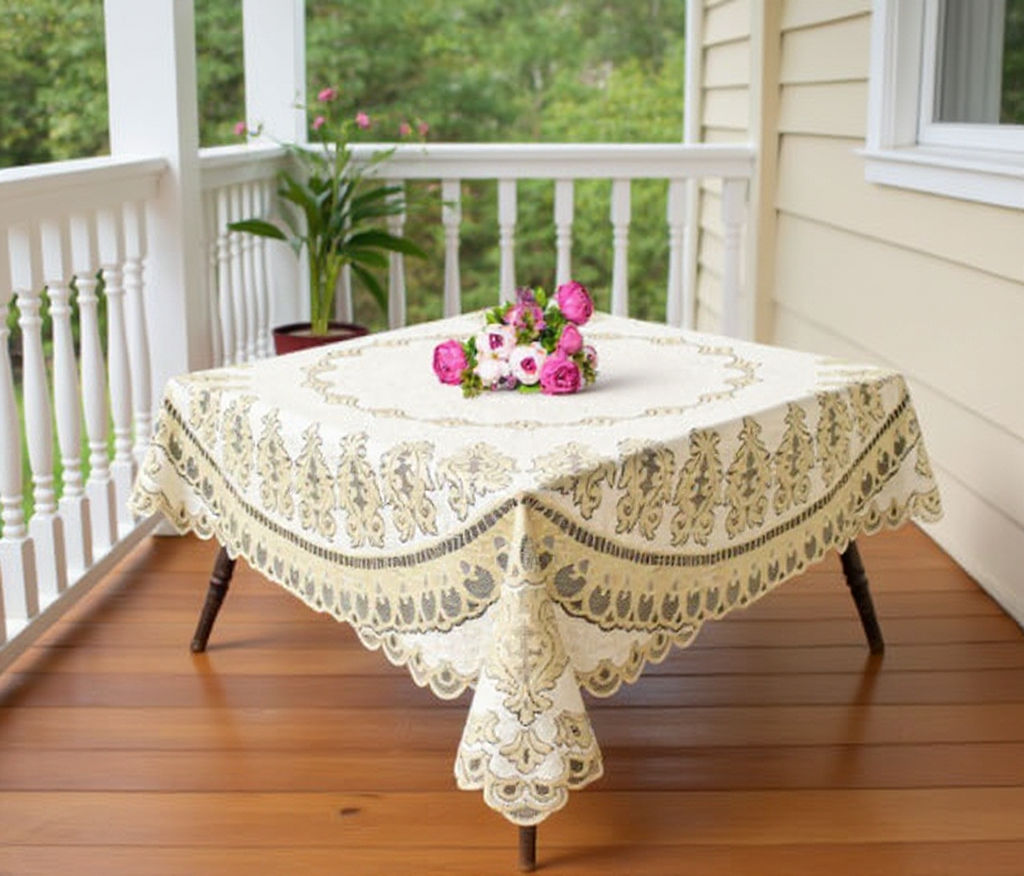 Скатерть арт. 239782/160/3, квадратная, 160 см х 160 см, цвет кремово-золотистый