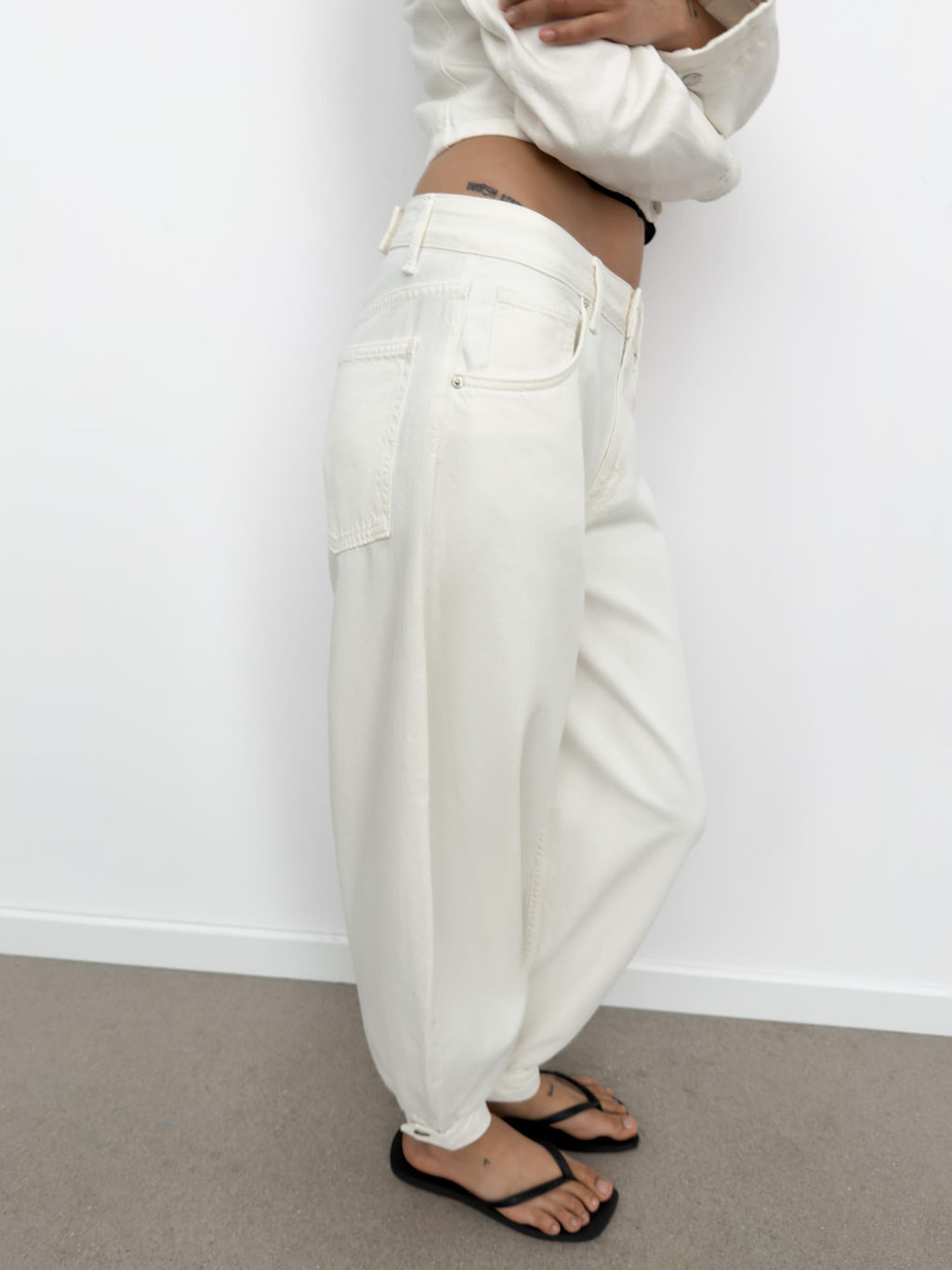JEANS TRF BALLOON TRABILLA TIRO MEDIO / Blanco - Zara фото 3