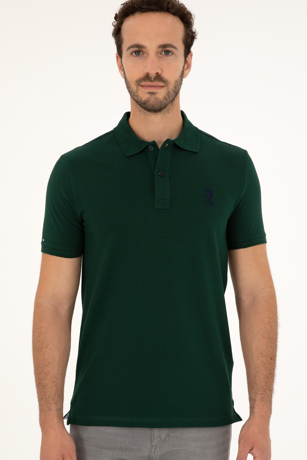 U. S. Polo Assn / Мужская темно-зеленая базовая футболка - U.s. polo assn фото 3