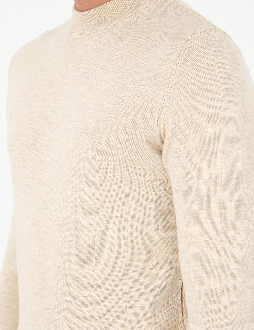 Krem Melanj Slim Fit Yar_m Bal_k__ Yaka Basic Triko Kazak - Pierre cardin фото 7