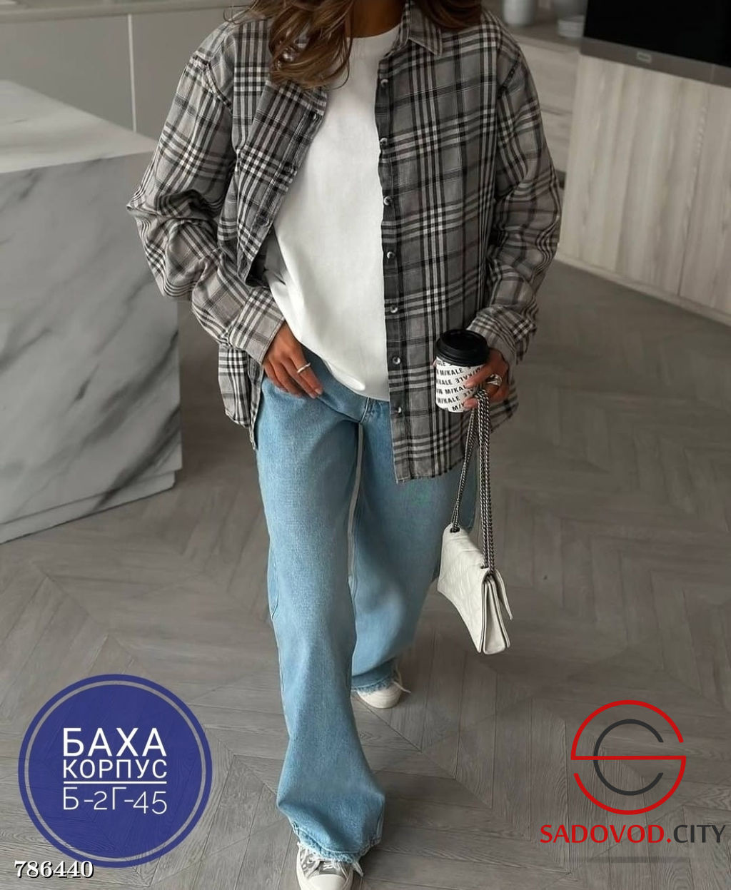 Женская рубашка в клетку - Bruno фото 5