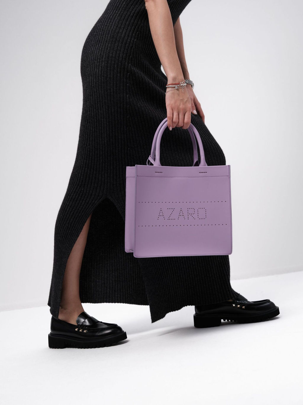 Сумка кожаная Azaro 30586 фиолетовая лаванда