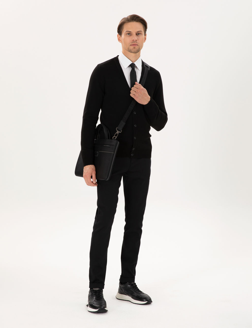 Siyah Slim Fit Basic D__meli Triko H_rka