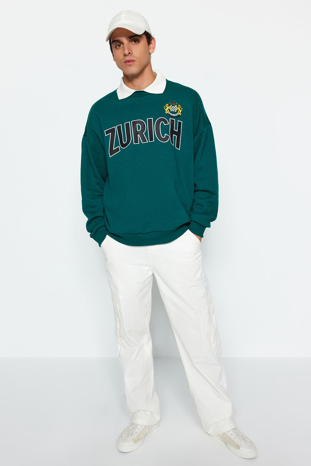TRENDYOL MAN Premium Indigo Oversize/Genis Kesim Gomlek Ici Polarl? Sweatshirt TMNAW24SW00187 - Trendyolmilla фото 11