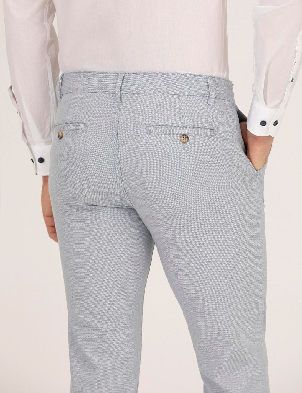 A__k Mavi Slim Fit Beli Lastikli Chino Pantolon - Pierre cardin фото 3