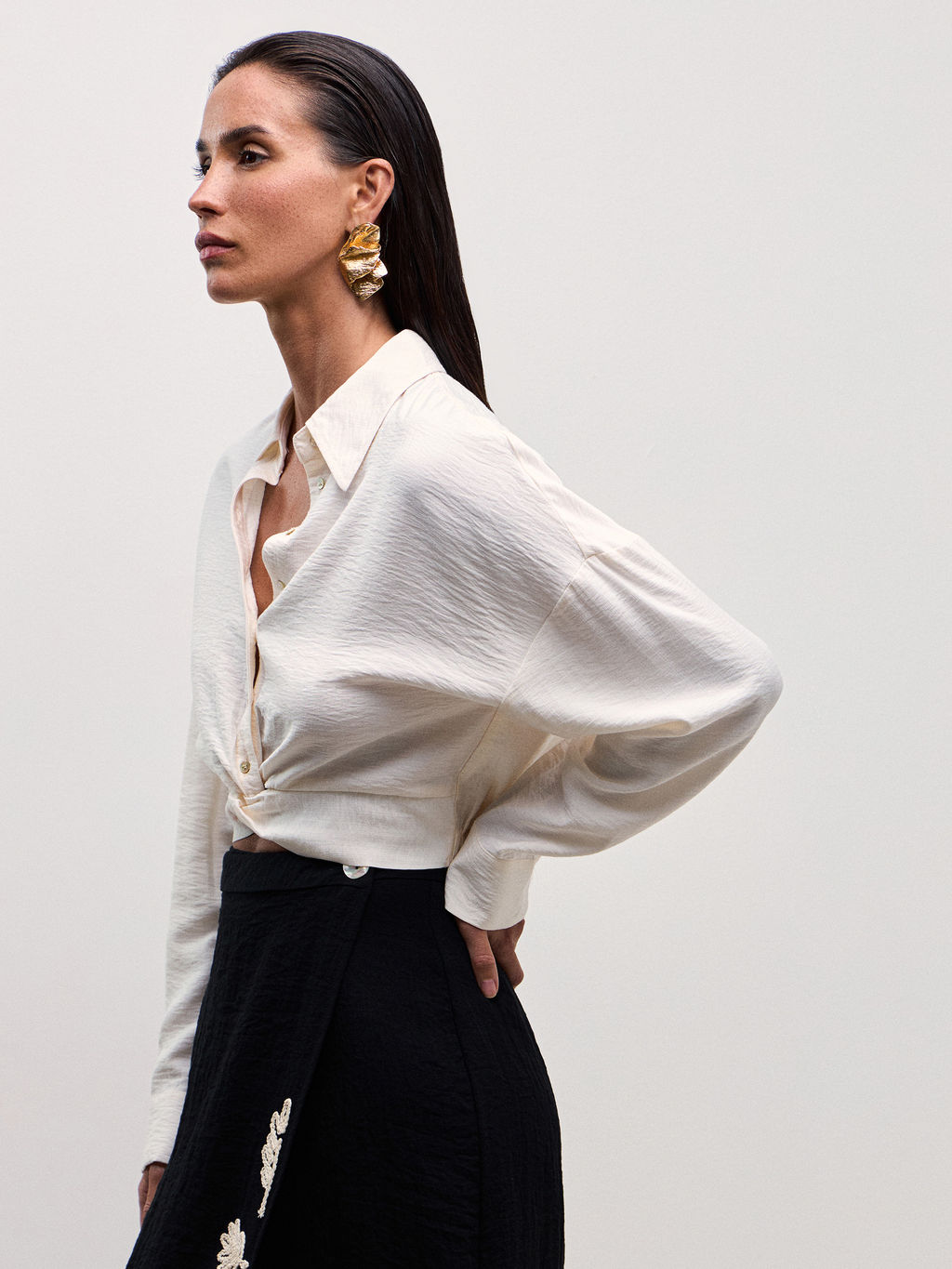 Укороченная рубашка из вискозы / Zarina  фото 10