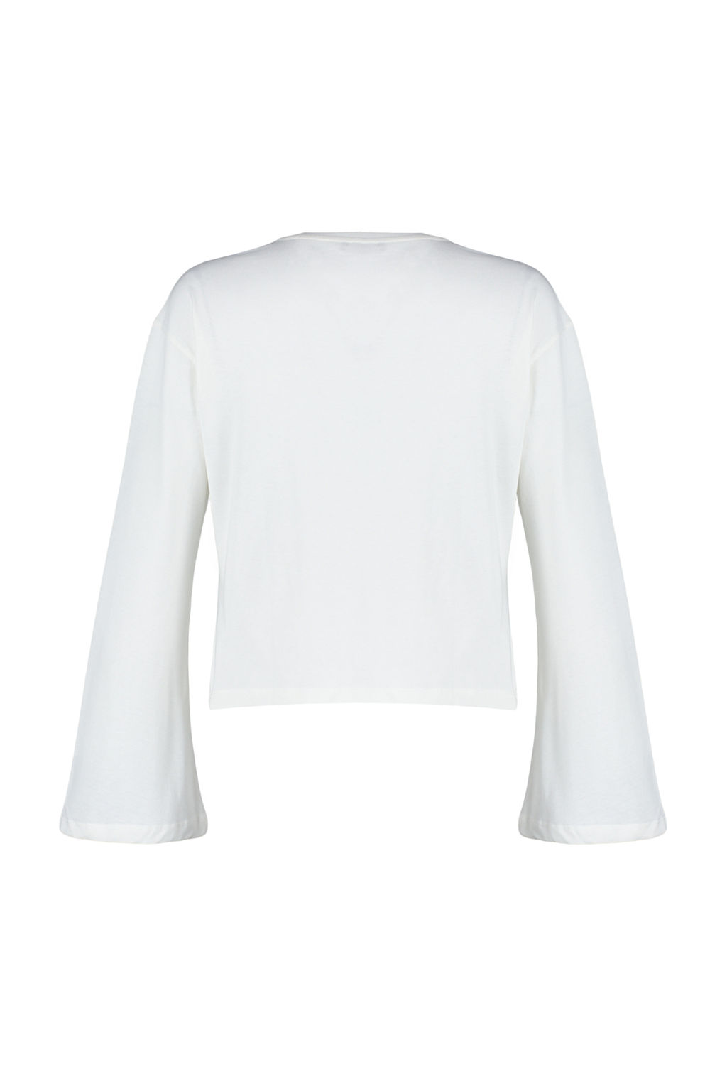 TRENDYOLMILLA Siyah Premium Ispanyol Kol Bisiklet Yaka Regular/Normal Kal?p Orme T-Shirt TWOAW24TS00008  фото 14