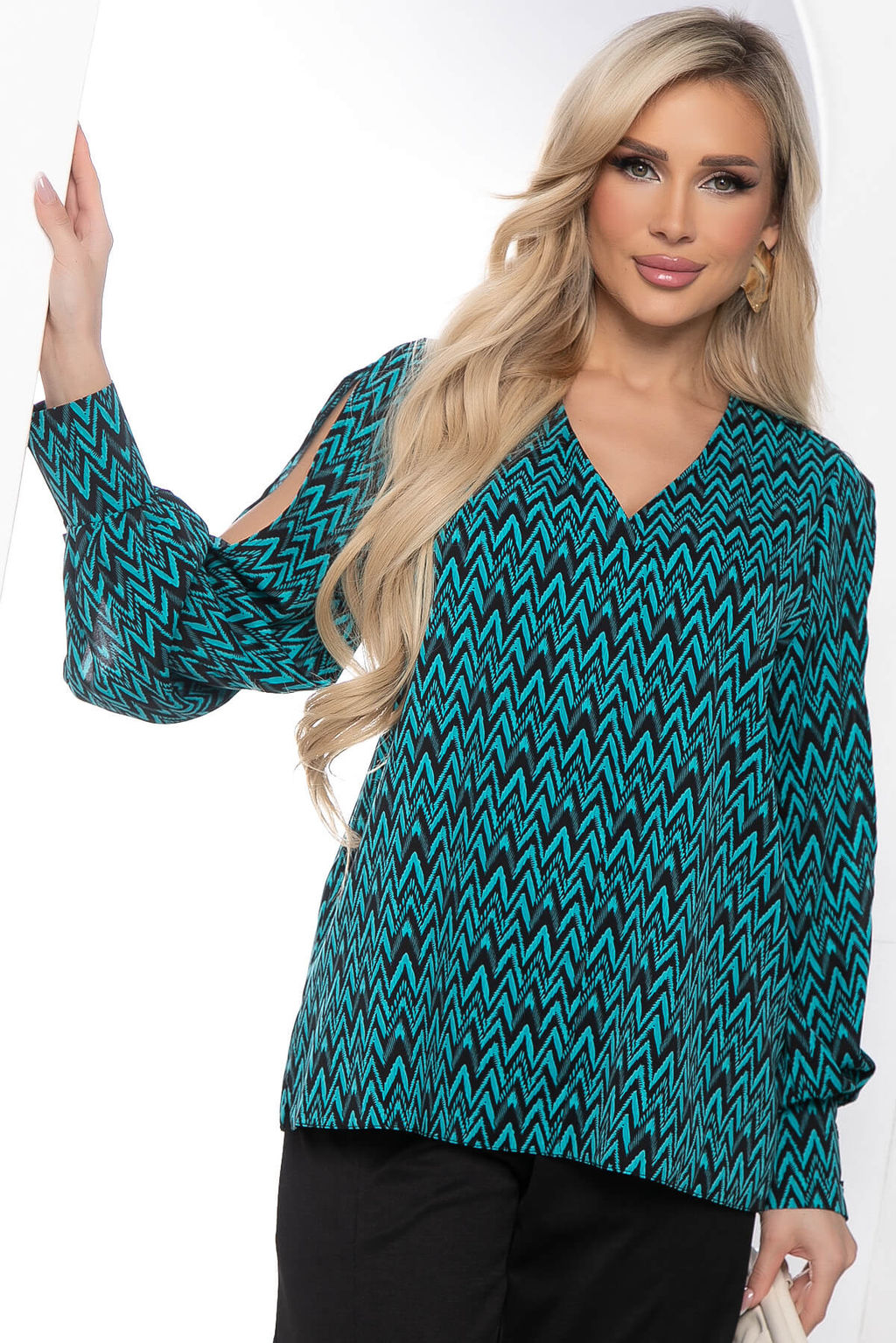 Блуза Тайное чувство (бирюза/черная) Б8519 - Lt collection фото 14