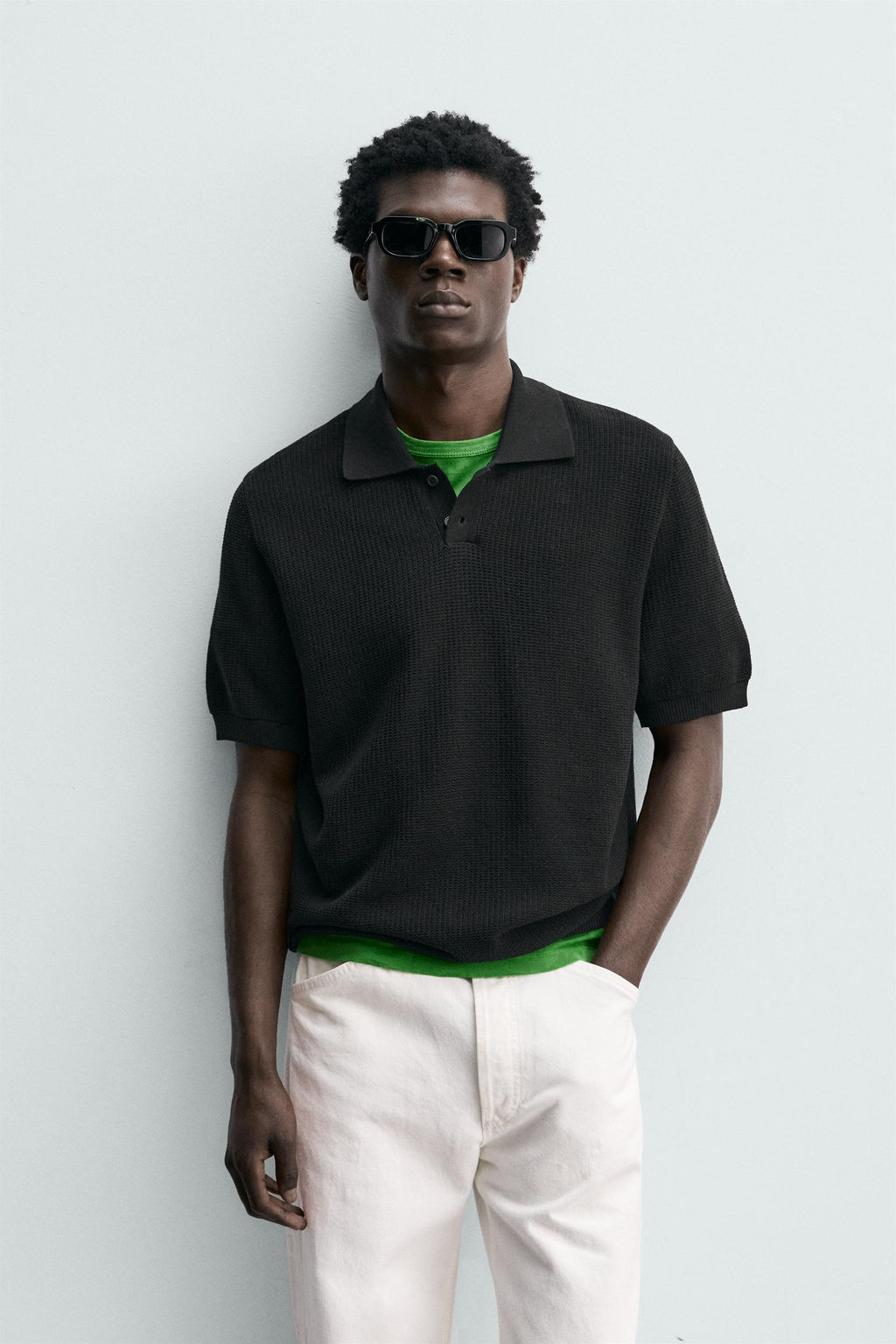 POLO PUNTO REGULAR FIT ESTRUCTURA / Negro - Zara фото 2