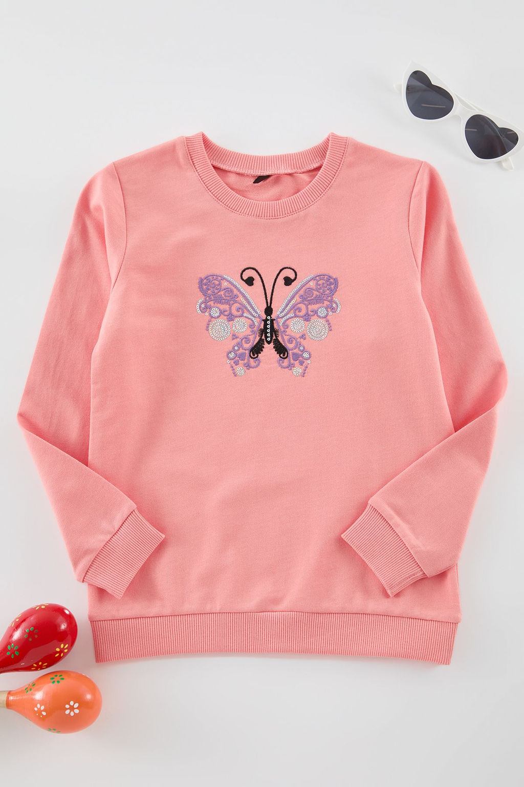 Somon K?z Cocuk Bask?l? Pamuklu Orme Sweatshirt TKDAW25SW00011 - Trendyolmilla фото 2