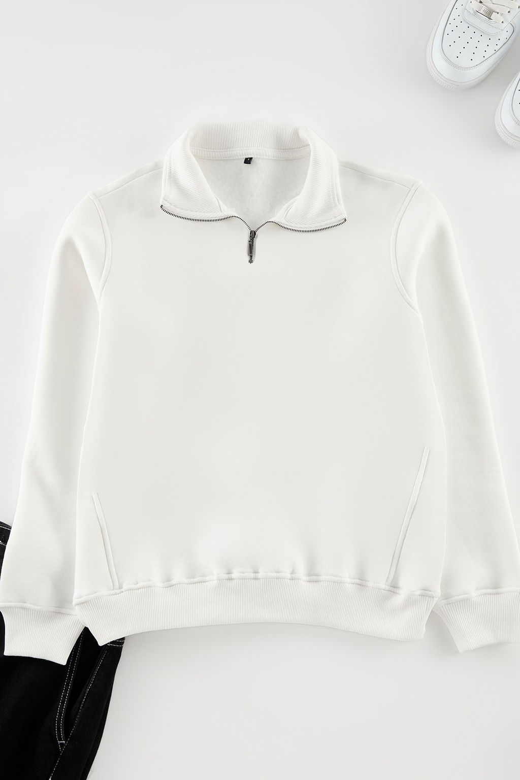 TRENDYOL MAN Lacivert Regular/Normal Kesim Dik Yaka Fermuarl? Pamuklu Basic Ici Polarl? Sweatshirt TMNAW24SW00041 - Trendyolmilla фото 6