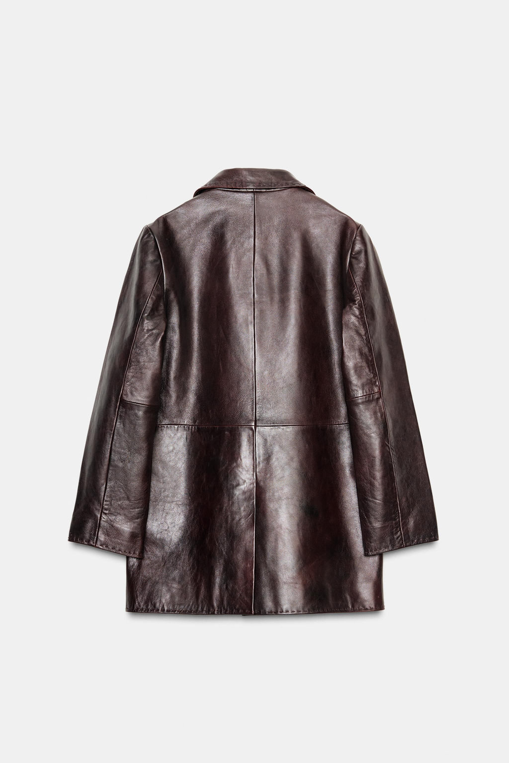 100% LEATHER STITCHED COAT - Zara фото 7