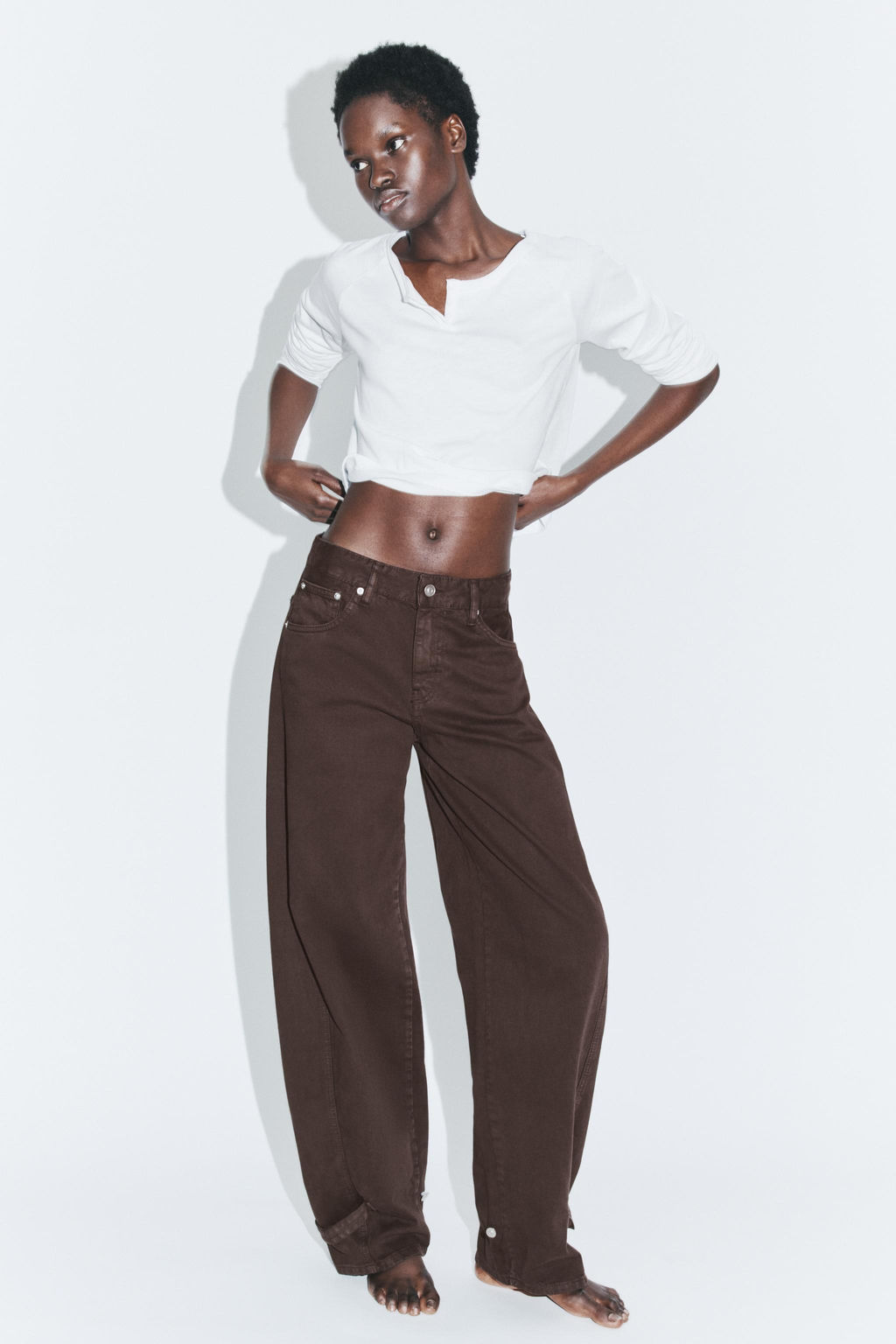 TRF BALLOON MID-WAIST JEANS WITH BELT LOOPS - Zara фото 10