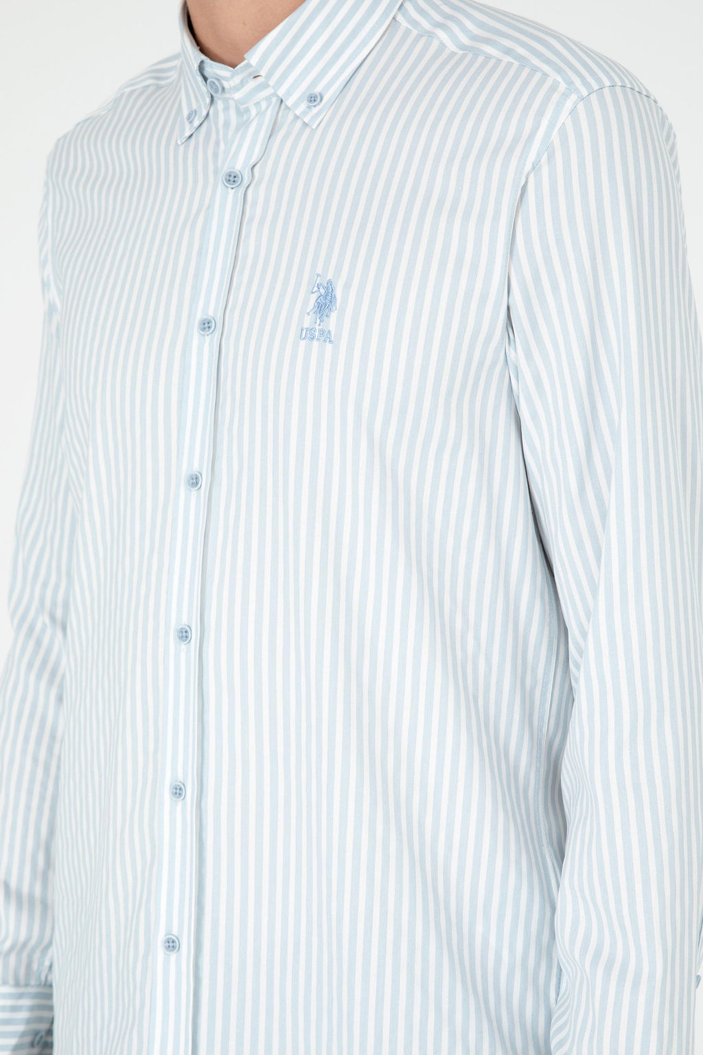 Мужская голубая рубашка с длинным рукавом - U.s. polo assn фото 7