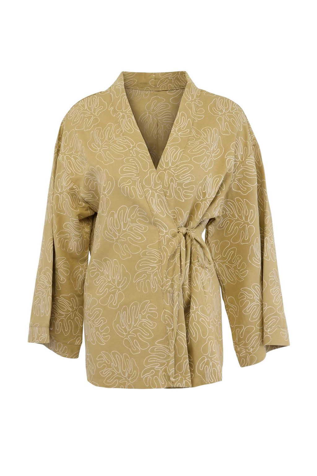 Ekru Dokuma Cicek Desen Islemeli Midi Plaj Kimono&Kaftan TBESS25KM00030 - Trendyolmilla фото 7