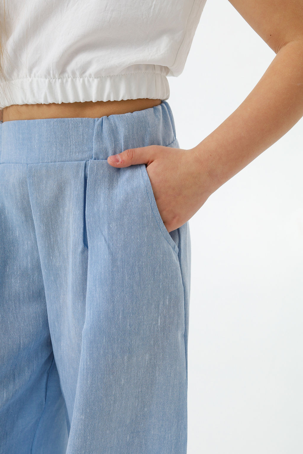 Рубашка-хенли Лен, голубой меланж - Inzibe фото 26