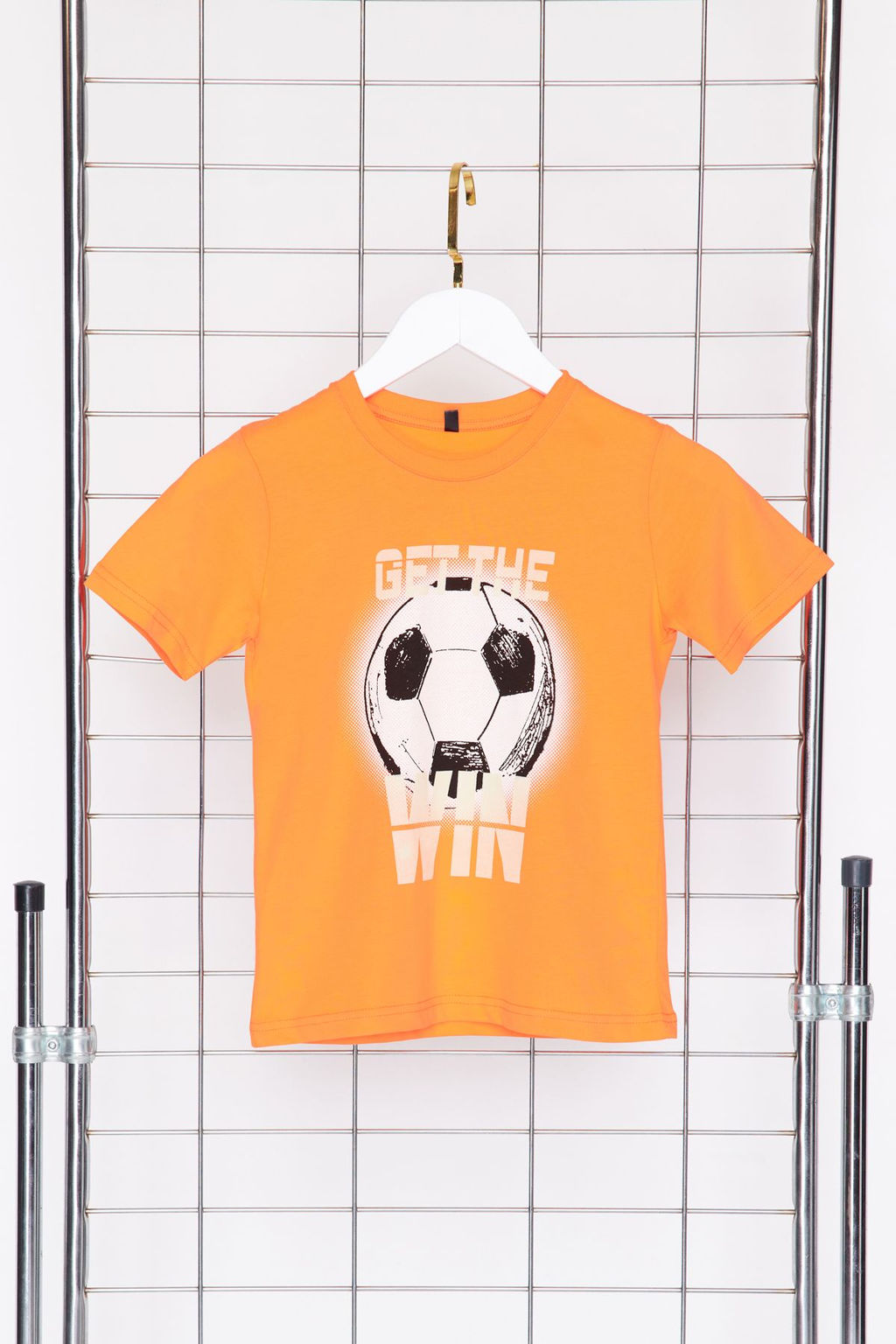 Turuncu Erkek Cocuk %100 Pamuk Futbol Desenli Regular Kal?p K?sa Kol Orme T-Shirt TKDSS24TS00038 - Trendyolmilla фото 2