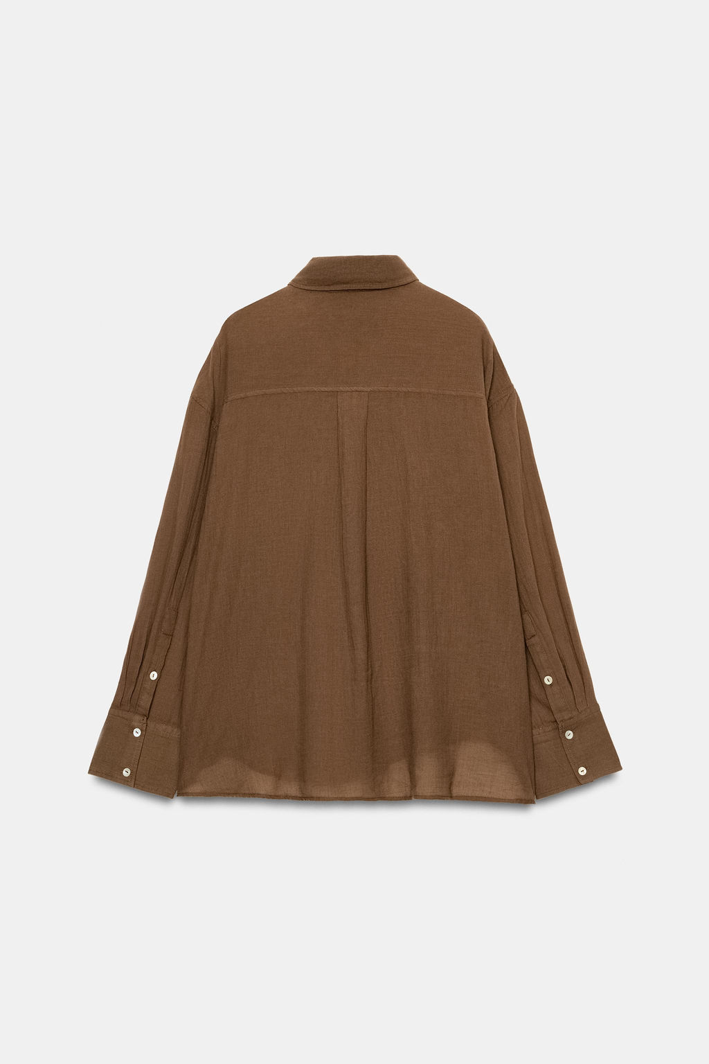 CAMISA GASA OVERSIZE BOLSILLO / Marr?n - Zara фото 6