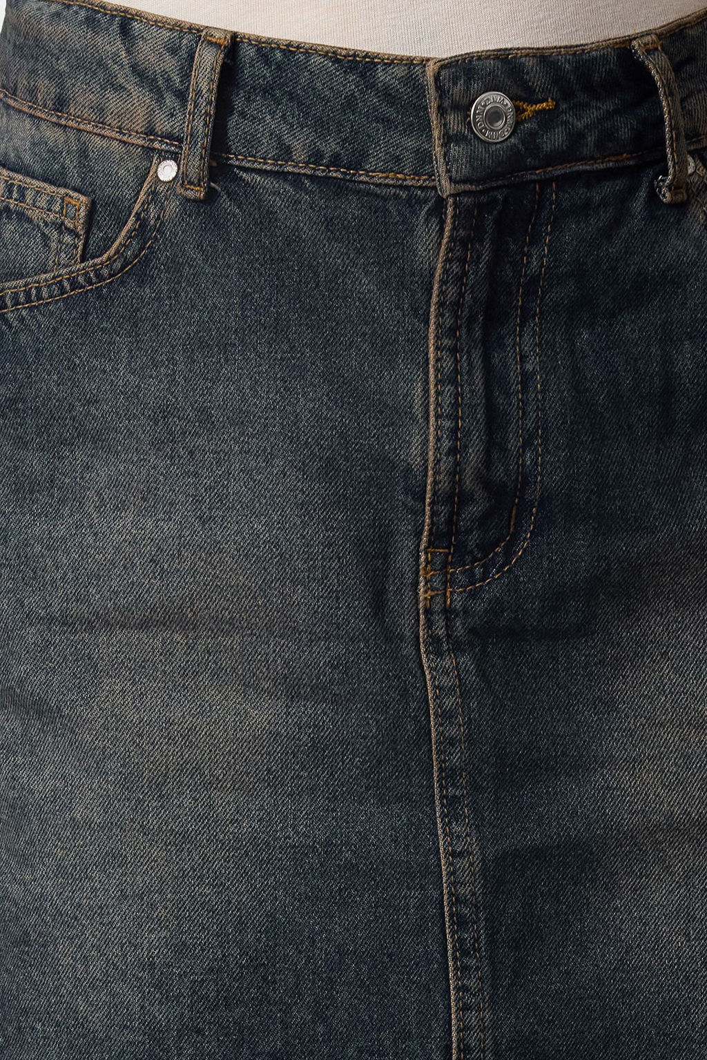 TRENDYOLMILLA Mavi Soluk Efekt Vintage Yuksek Bel Mini Denim Etek TWOAW25ET00087 фото 3