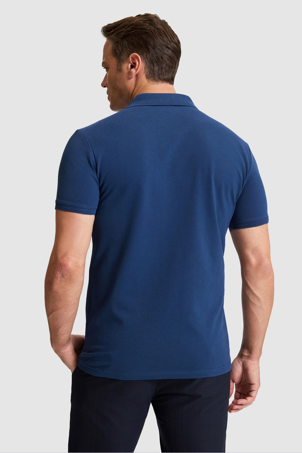 Erkek A__k Lacivert Slim Fit Polo Yaka Basic Ti__rt