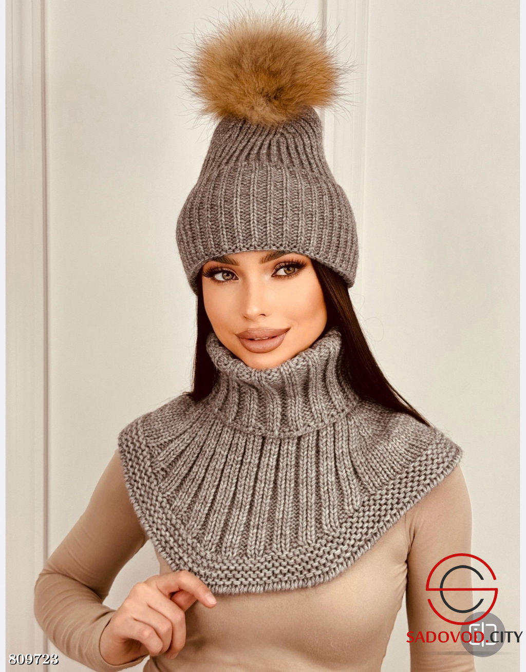 Набор 2в1 зимний комплект с натуральным мехом