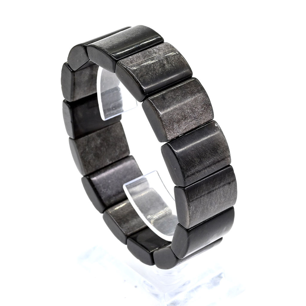 Браслет мужской из обсидиана радужного, прямоугольник 20*15мм