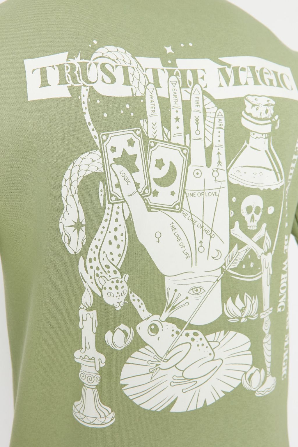 Yesil Bisiklet Yaka Regular/Normal Kesim Mistik Bask?l? Ici Polarl? Sweatshirt TMNAW23SW00303