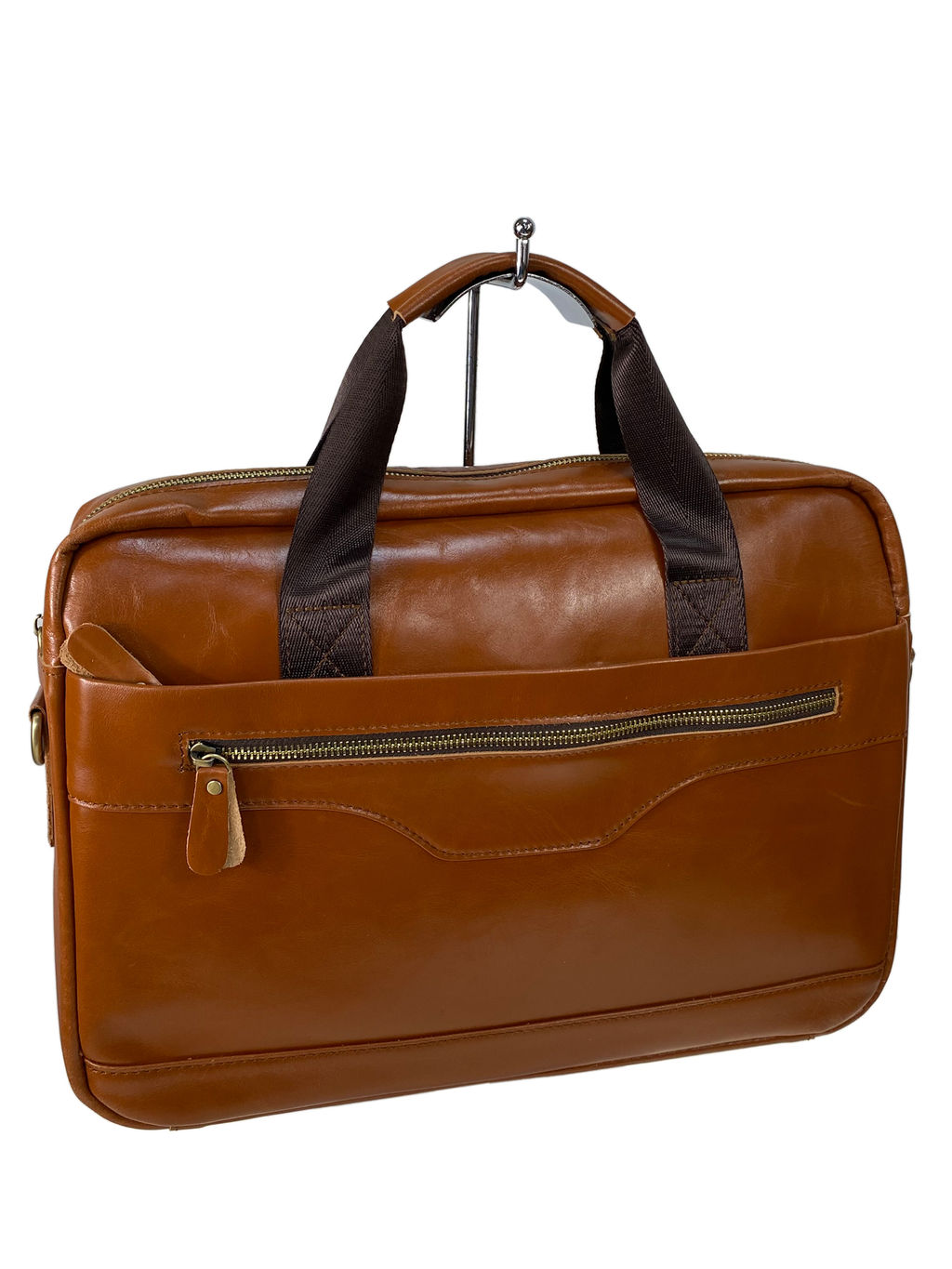 Мужская сумка-портфель из натуральной кожи, цвет рыжий