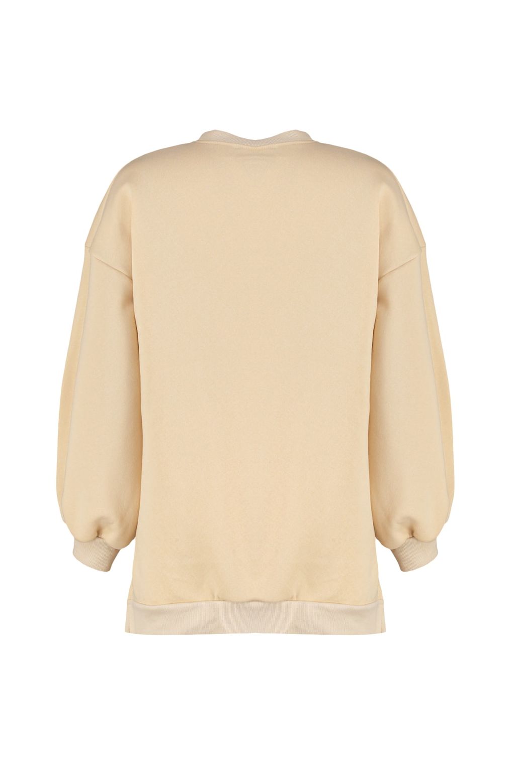 Bej Oversize/Genis Kal?p Y?rtmac Detayl? Kal?n Ici Polarl? Orme Sweatshirt TWOAW23SW00195