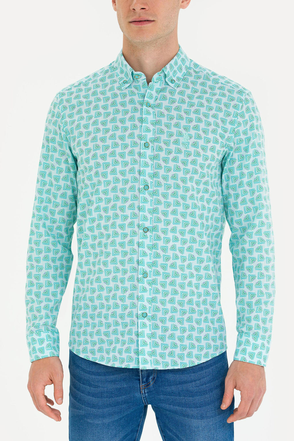 U. S. Polo Assn Мужская мятная рубашка с длинным рукавом - U.s. polo assn фото 15