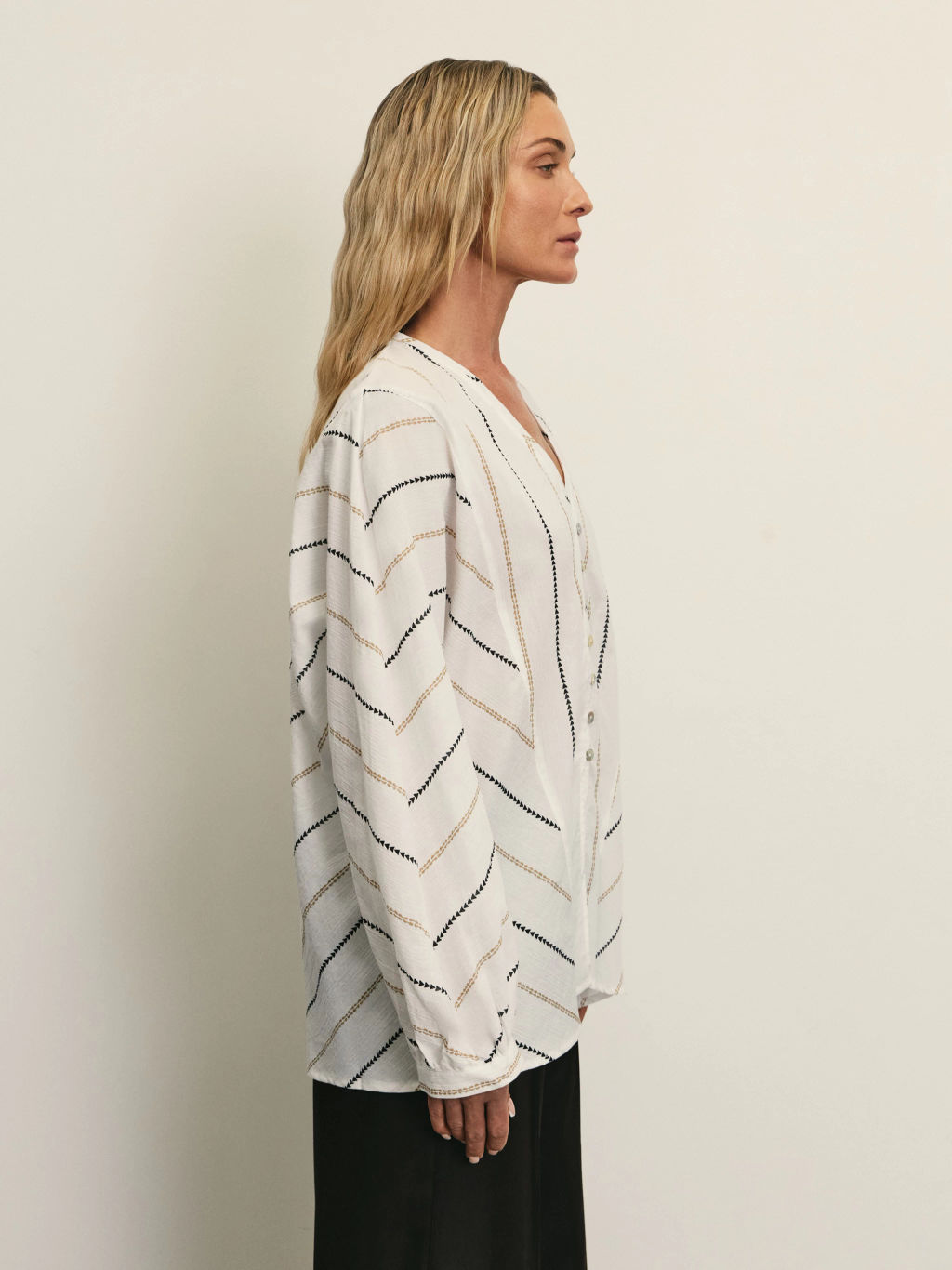 Блузка из хлопка в полоску / Zarina фото 4