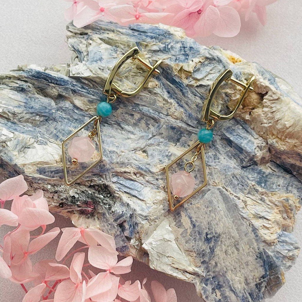 Серьги из Розового кварца и Амазонита - Радуга самоцветов фото 2