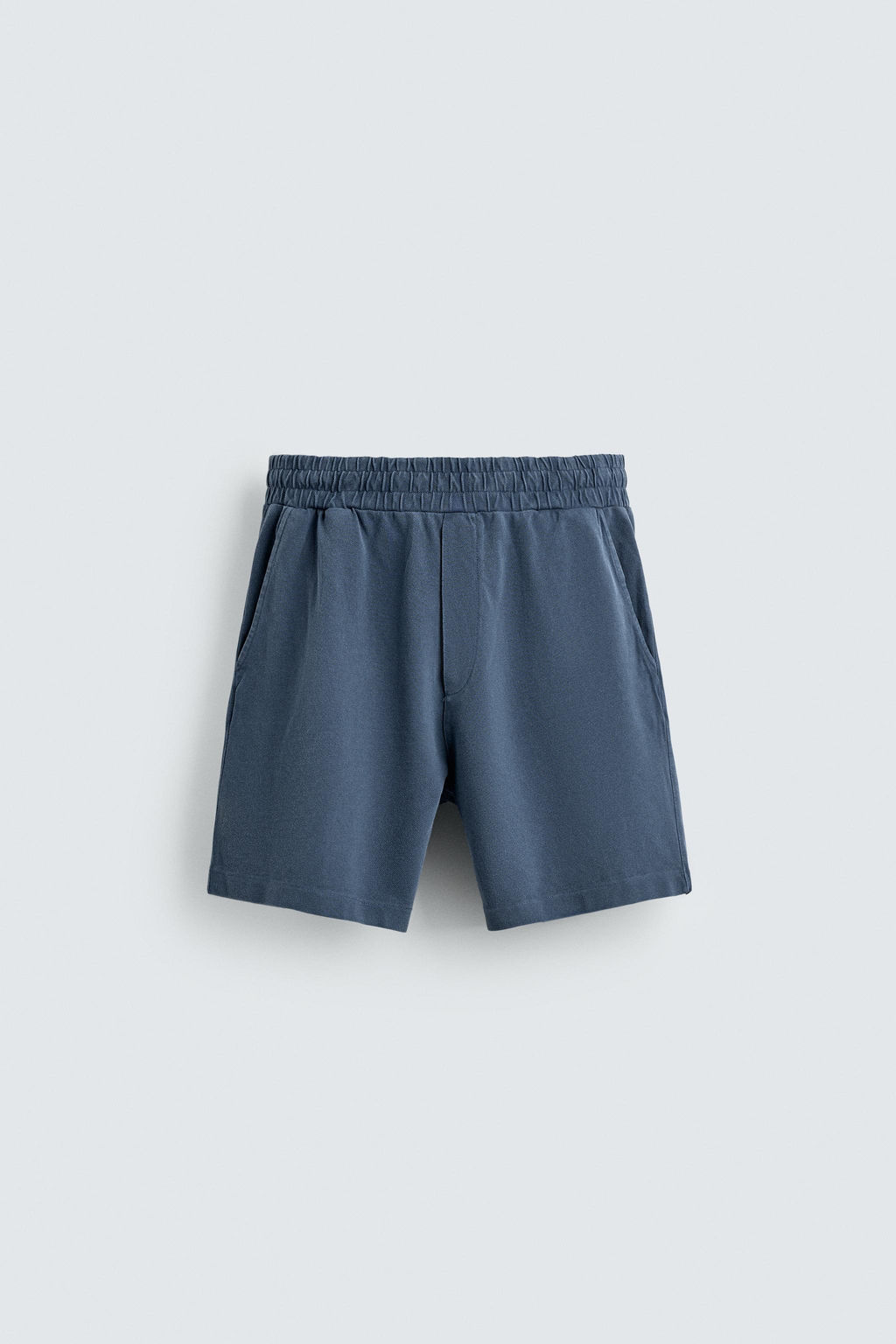 BERMUDA PIQU? REGULAR FIT LAVADO / Azul