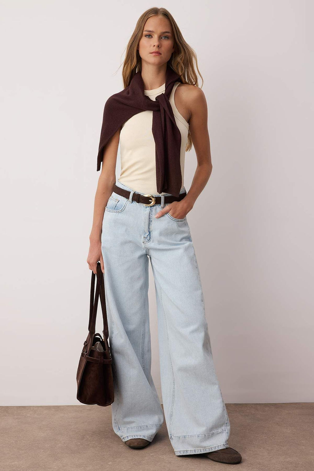 Ac?k Mavi Dikis Detayl? Normal Bel Loose Baggy Jeans TWOAW26JE00019 - Trendyolmilla фото 2