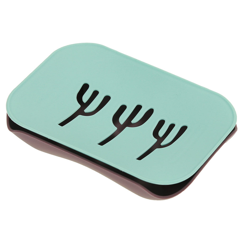 Мыльница настольная пластмассовая Кактус прямоугольная, 15х10,5х2,8см, матовый пластик, цвета микс, в п/эт пакете (Китай) - Домашняя мода фото 3