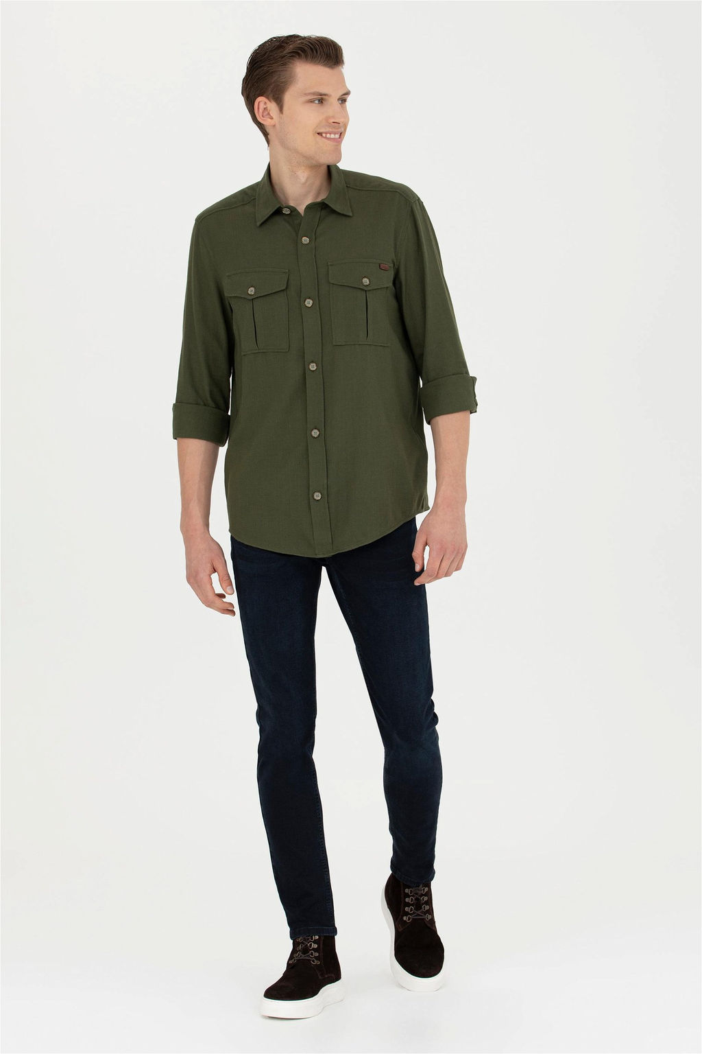 Мужская рубашка цвета хаки с длинным рукавом - U.s. polo assn фото 11