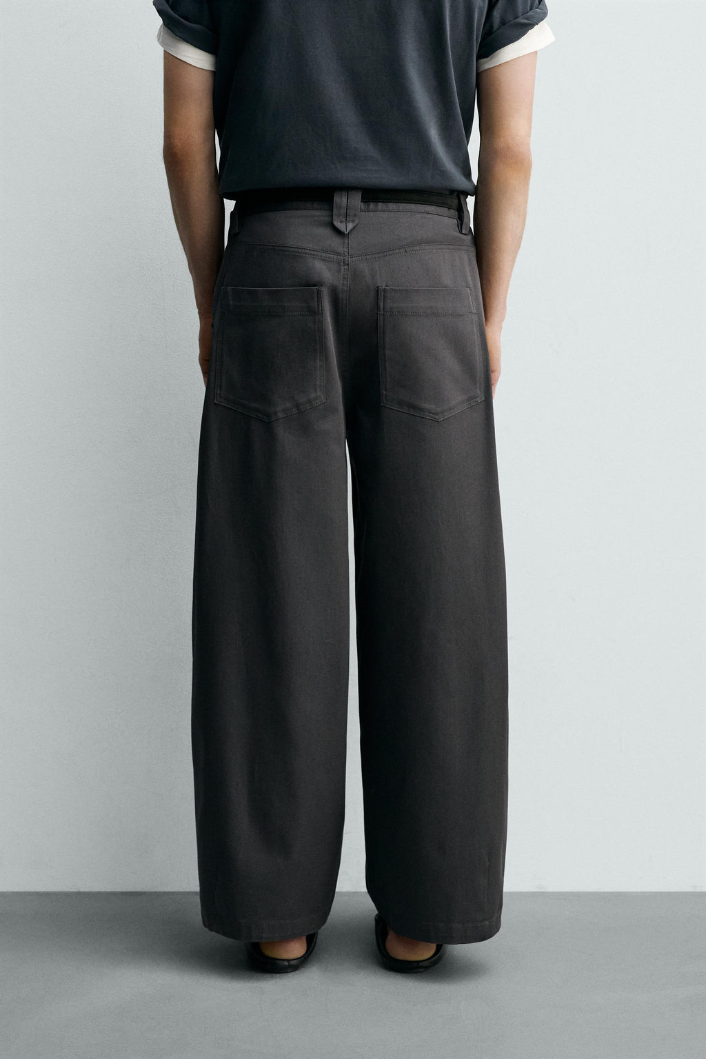 PANTAL?N WIDE  FIT CROPPED / Gris Antracita - Zara фото 3