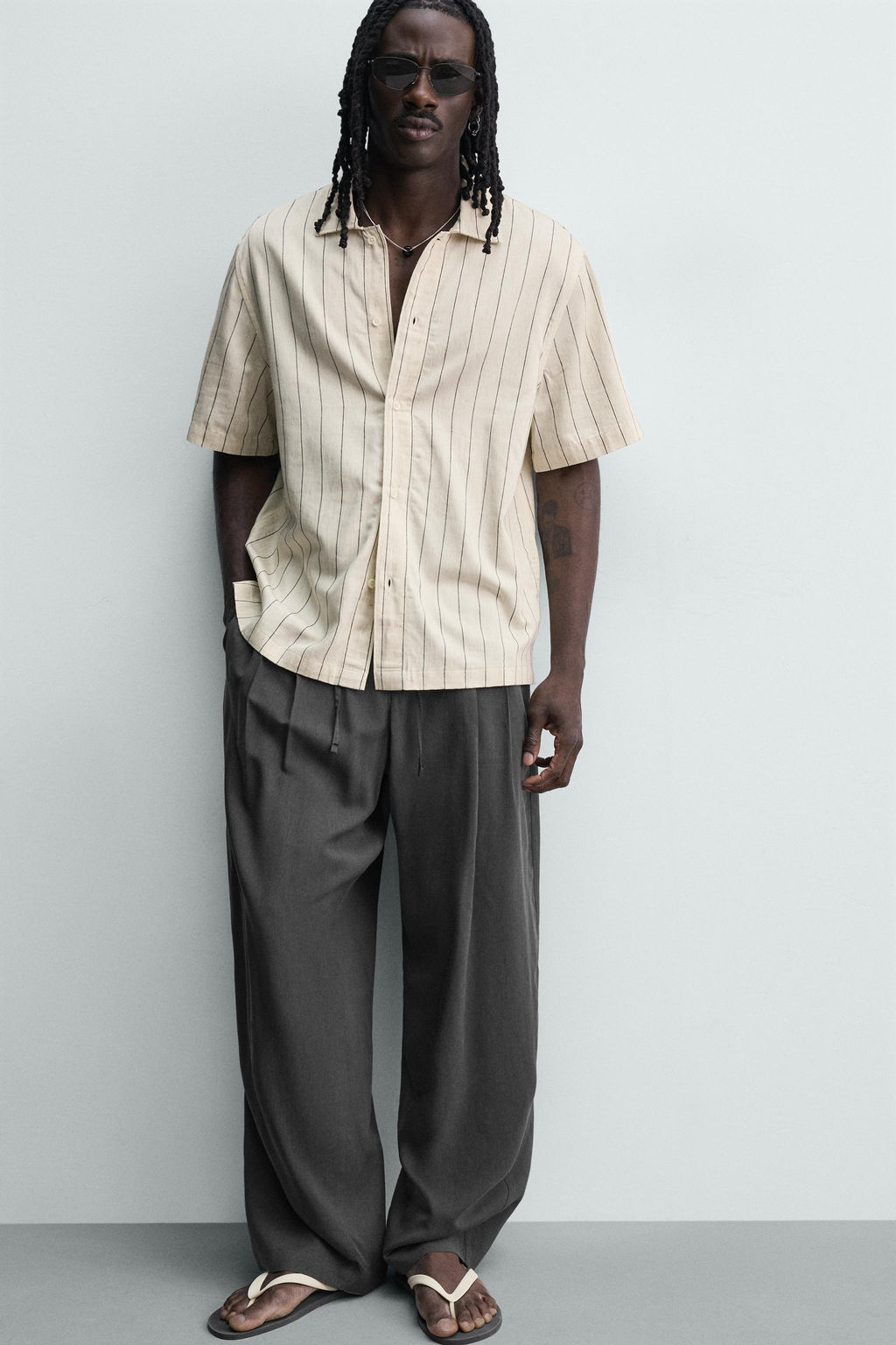 CAMISA FLUIDA RAYAS / Crudo - Zara фото 7
