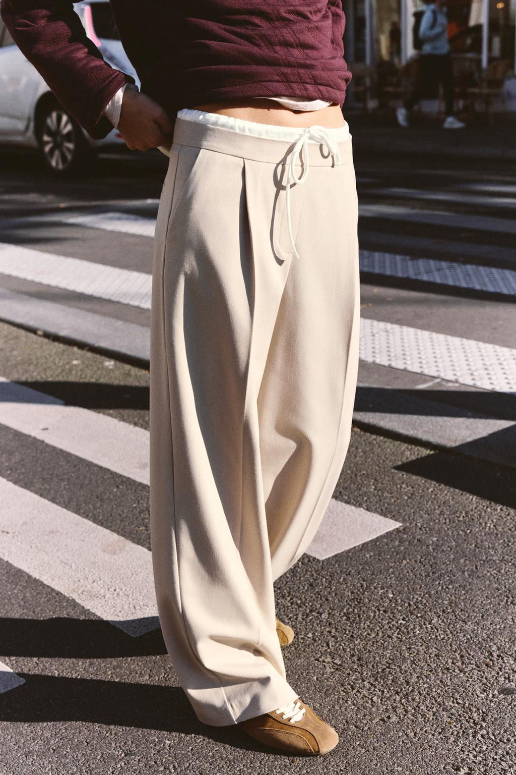 WIDE-LEG TROUSERS WITH DOUBLE WAISTBAND - Zara фото 2