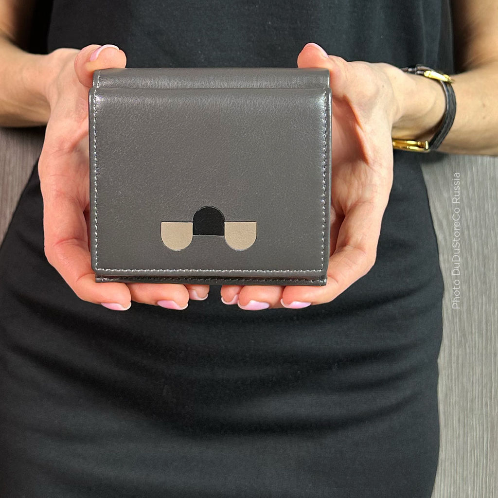 Итальянский кожаный кошелек DuDu серии Flavio | антрацитовый - Dudubags фото 7