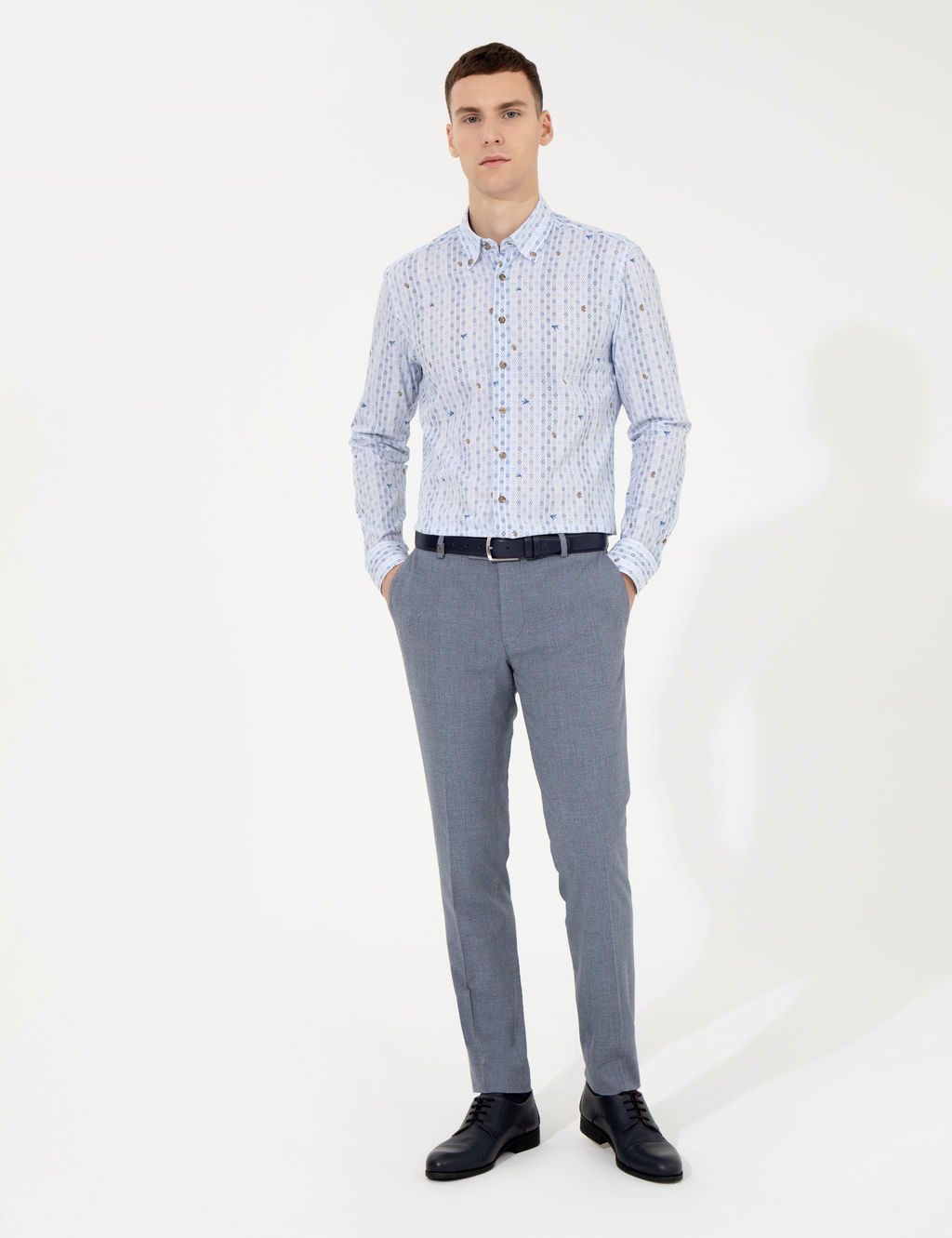Mavi Slim Fit Uzun Kollu G_mlek