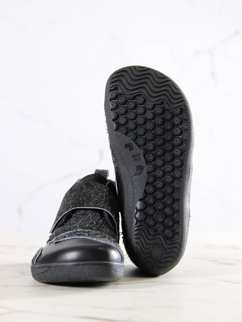 Босоногие ботинки 206.NATAbl.Черная кожа+черный джангл/Мех