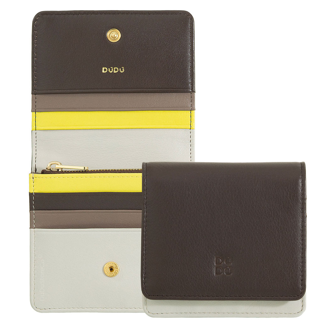 Итальянский кожаный кошелек DuDu серии Flores | кофейно-коричневый