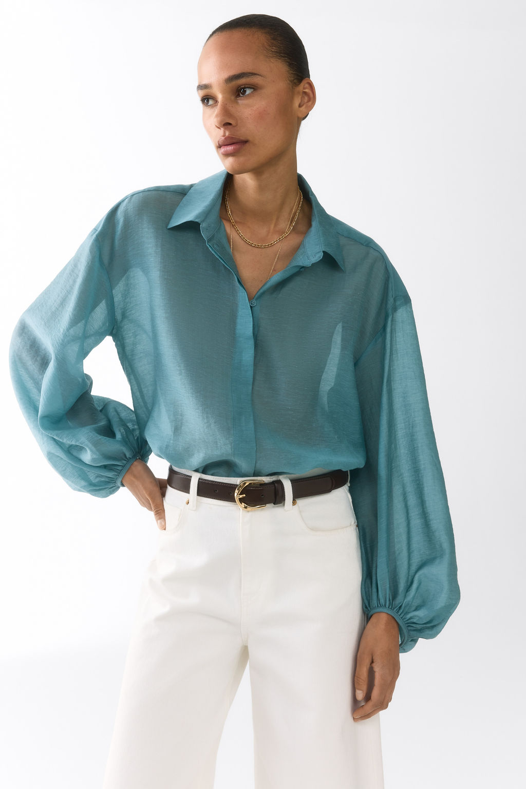 Blusa en mezcla de lino - H&m фото 4