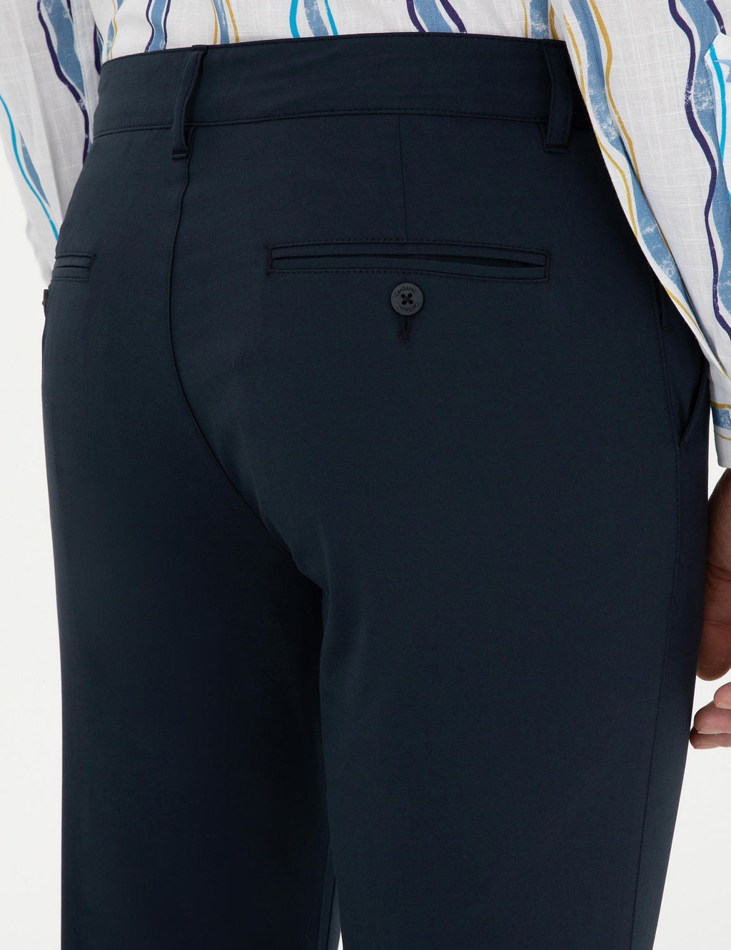 Темно-синие брюки узкого кроя из плотной ткани - Cacharel фото 6