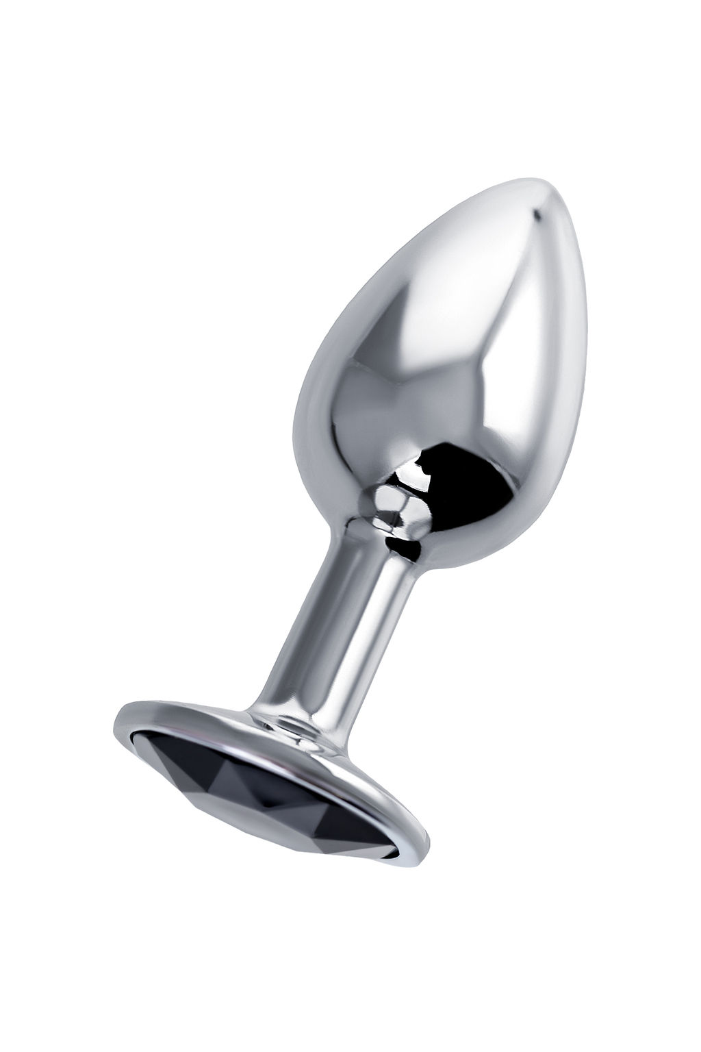 Анальная втулка Штучки-Дрючки, серебряная, с чёрным кристаллом, 2,5 см, 48 г  фото 2