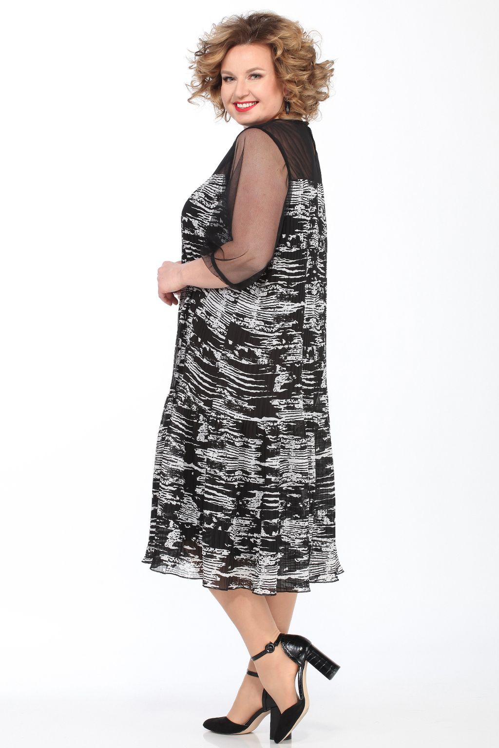 Платье с прозрачными рукавами - Almond фото 4